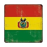 Bolivien Nationalflagge Schild für Wand Bolivien Blechschild Metall Wandkunst wetterfest moderne Wanddekoration Kunst für Zuhause Küche Restaurant Einweihungsgeschenk 25,4 x 25,4 cm