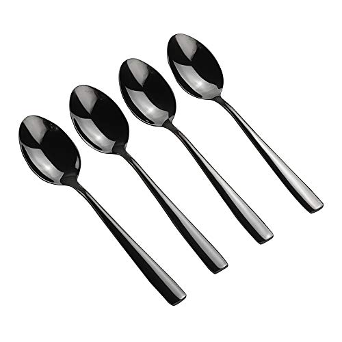 Teyyvn 12-Piece Black Stainless Steel Dessert Spoons Cover