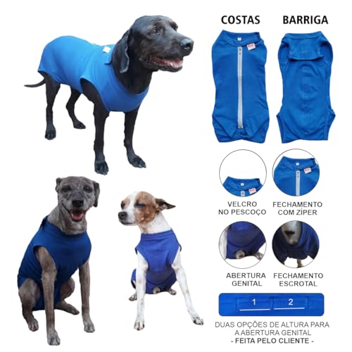 Roupa Pós Cirúrgica Pet Para Castração de Cachorro Macho e Fêmea - Vermelho Verde Rosa Roxo Azul (Az