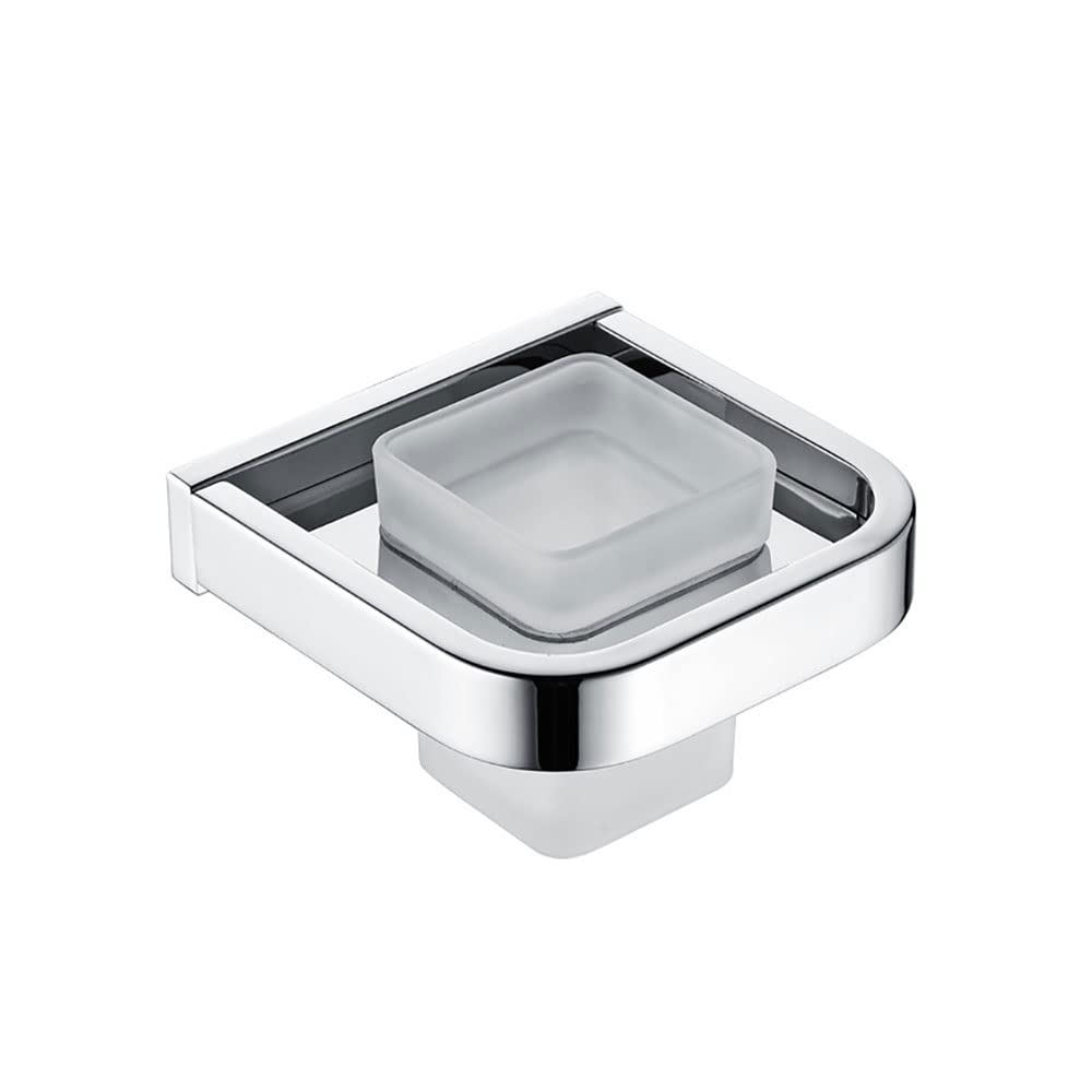 Portaspazzolino Portaspazzolino a parete con 1 tazza di vetro smerigliato, set supporto bicchiere for dentifricio, supporto organizer da appoggio for bagno, accessori da bagno in acciaio inossidabile