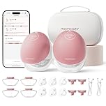 Momcozy Breast Pump Hands Free Upgraded Mobile Flow | M9, App Discreet Control with Personalized Multi-Modes & 15 Levels, Wearable Breast Pump 24mm, 2 Pack Cozy Red