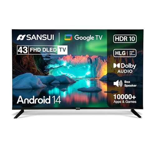 Image of SANSUI 109cm (43inch) Full HD Smart Google 5.0(Android 14) with Dolby Audio, BOE Panel, Filmmaker Mode, HDR10, Google Assistant,A+ Grade Panel, LED TV (JSW43FHG5)
