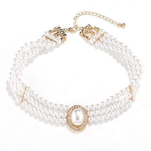 Collier Perle pour Femme, Blanche Parure Bijoux Cadeau Ensembles de Bijoux en Fausse Perle pour Fille Femme Mariage Fête Cover