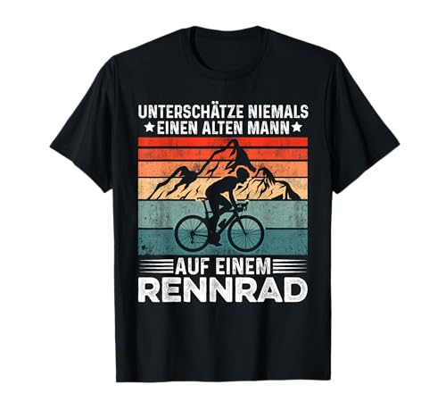 Unterschätze Niemals Einen Alten Mann Auf Einem Rennrad T-Shirt