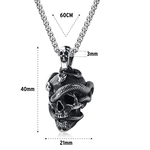Skull Necklace for Men Stainless Steel Gothic Punk Emo Biker Necklace Jewelry for Men 60cm4