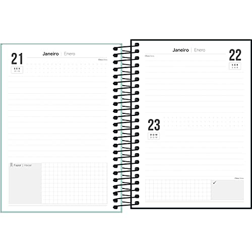 Agenda Espiral Diária 14 x 20 cm Neon 2022 - Estampa Turquesa - Tilibra