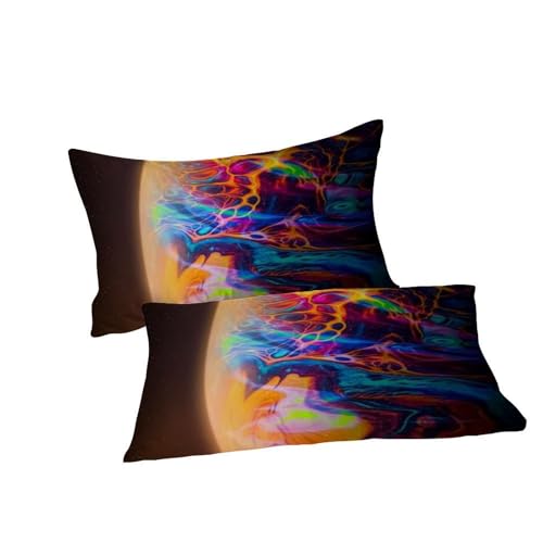 Linge de lit imprimé spatial King 220x240cm en microfibre durable de qualité supérieure. - 7
