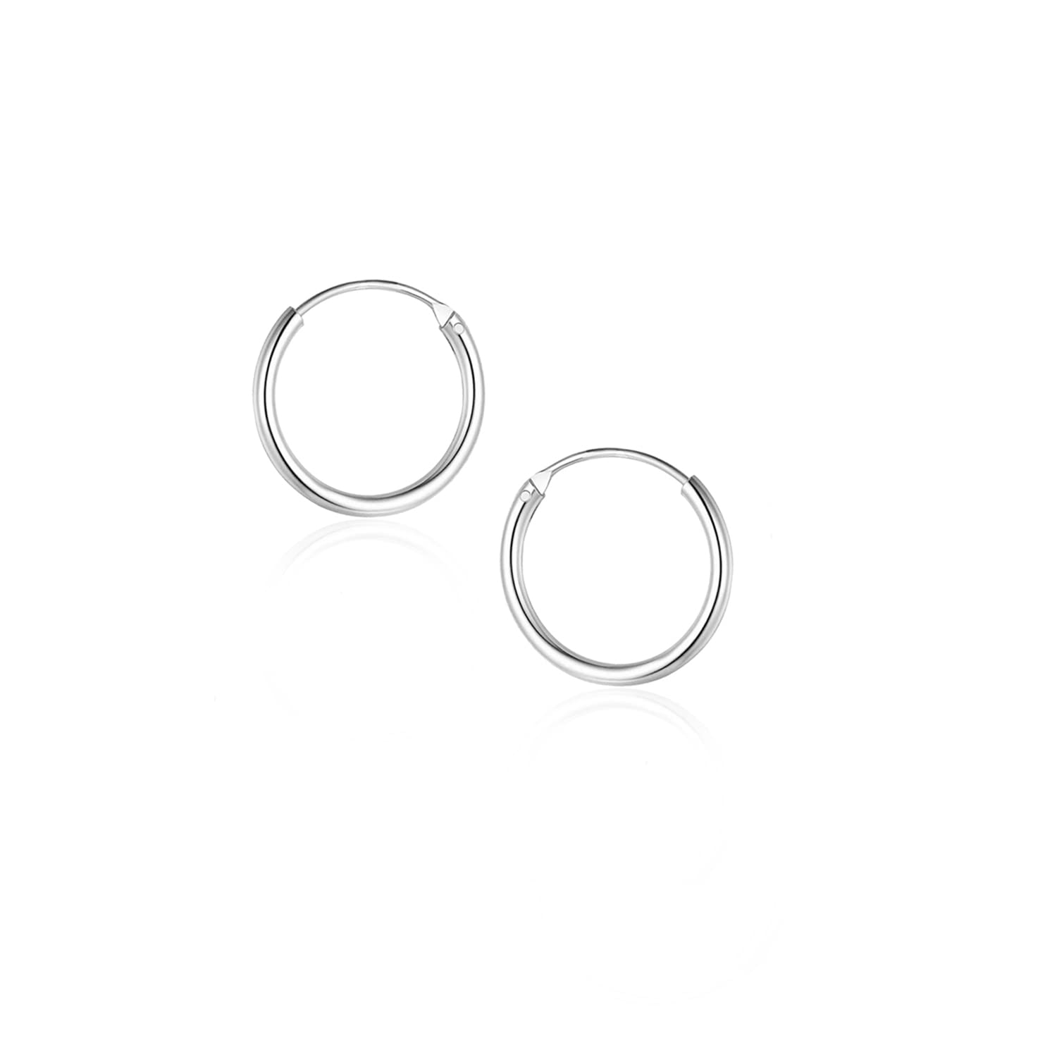 Pure 925 Sterling Silver Plain Round Hoop Bali Earrings for Women Men Boys & Girls, Sizes 8mm to 70mm