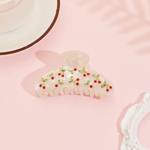 Lilie&White Acrylic Hair Clips Claws For Women With The Rhinestone Pattern In Red Cherry Shape Hair Clip For Thick Hair Hair Clips For Styling Sectioning #TOP4