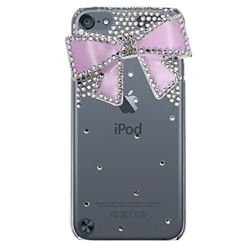 3D Pink Bling Bow Diamond Crystal Rhinestone Hard Back Case Cover For iPod Touch5 5th