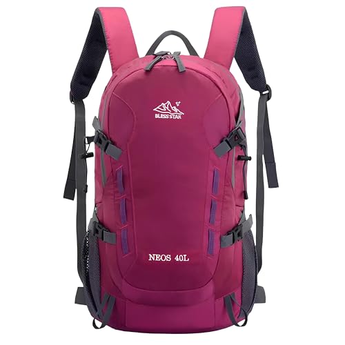 Mochila Viagem Caminhada Trekking Acampamento Resistente Masculina Feminina 40L (Rosa Fúcsia)