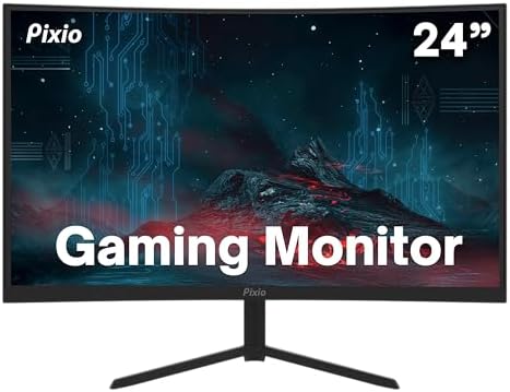 Pixio PXC243S 24 inch 1500R Curve Fast VA Panel 165Hz Refresh Rate FHD 1920 x 1080p Resolution 1ms GTG Response Time HDR Adaptive Sync Esports Curved Gaming Monitor