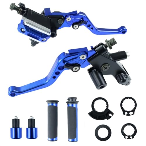 TRKIMAL Motorcycle Brake and Clutch Lever Master Cylinder Reservoir Levers 7/8(22mm) Universal Handlebar Brake Set (Blue)