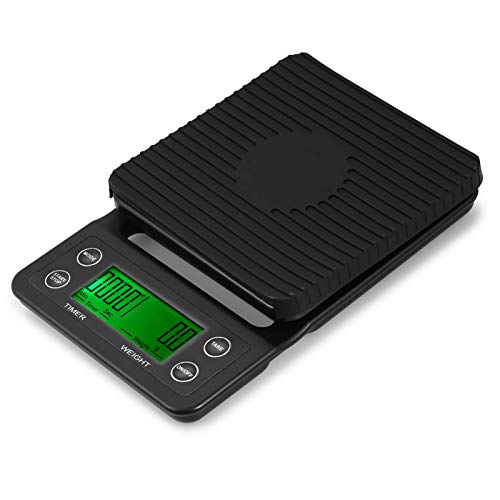 Balança Digital de Cozinha Alimentos e Café com Timer Tarar 3kg 0...