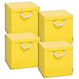 Photo Gallery storanda set di 4 scatole portaoggetti con coperchio, con cordino, robuste e pieghevoli, per scaffali a cubi, ideali per la casa e la cameretta dei bambini, 31 x 31 x 30 cm, colore giallo Photo Gallery storanda set di 4 scatole portaoggetti con coperchio, con cordino, robuste e pieghevoli, per scaffali a cubi, ideali per la casa e la cameretta dei bambini, 31 x 31 x 30 cm, colore giallo