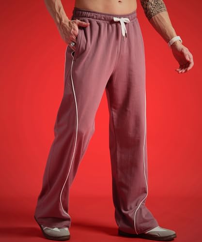 Image of POCKMAN Men Black & White Curve Pipping Wide Leg Comfort Joggers