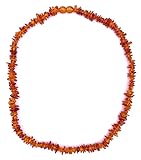 Die braunen, abgerundeten Bernstein Chips dieser Kette sind ca. 8 mm groß.