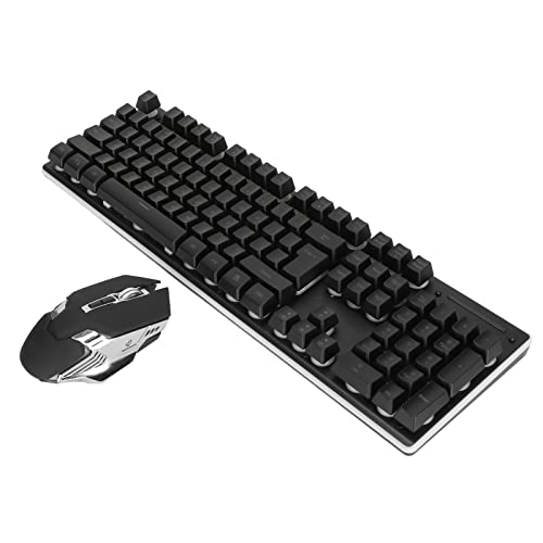 ciciglow Combo de Teclado Mecánico Y Mouse, RGB Retroiluminado con Cable Recargable 3200DPI Ratones Teclado Inalámbrico para Juegos para PC Gamer Computadora de Escritorio