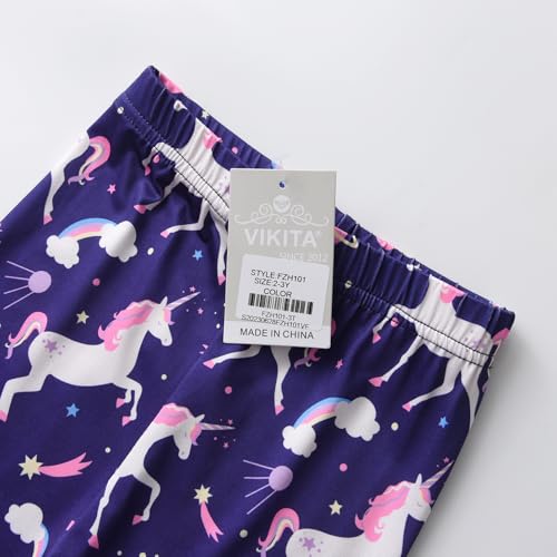 VIKITA Girls Stretch Leggings Shiny Scales Printed Tight Pants Fancy Colored for Birthday Party Halloween 2-12 Years2