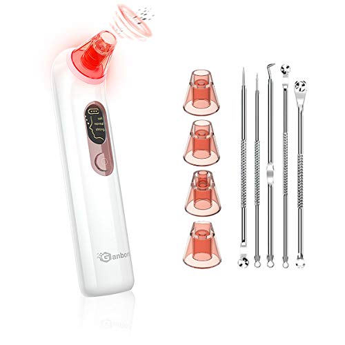 Preisvergleich Produktbild Mitesserentferner Ganbom Mitesser Sauger Porenreiniger Entferner Blackhead Remover Tragbarer Wiederaufladbarer Pickelentferner Vacuum Cleaner mit Rotes Licht & Blaues Licht 4 Sonden und 3 Modi