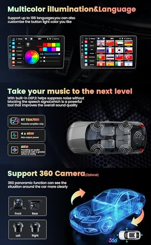 Autoradio pour Mitsubishi Lancer 2008-2016 Android 14 avec Carplay sans fil et GPS IPS - 4
