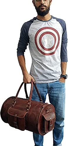 Jaald 18" Leather Duffle Bag Travel Carry-On Luggage Overnight Gym Weekender Bag #TOP4