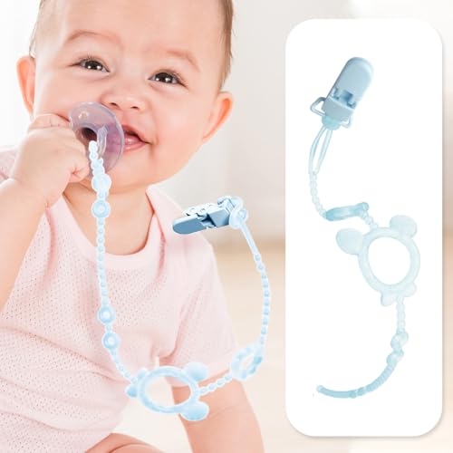 Image of SNOWIE SOFT 3Pcs Baby Teether Toy Chains for Stroller Baby Supplies Strap Chain with Clip BPA-Free Silicone Pacifier Holder Chain Multipurpose Anti-Lost Chain for Toy, Milk Bottle, Handkerchief