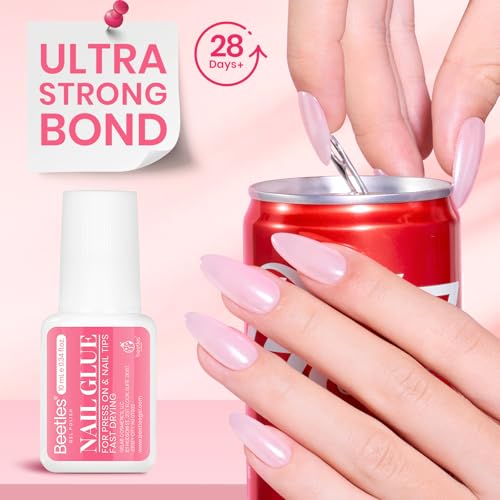 Image of Beetles 10ML Super Strong Nail Glue for Press Ons, Nail Tips, Acrylic Nails | No UV Light Needed, Nail Bond Brush in Nail Glue for Press On Nails Fake Nails Long Lasting for Beginners DIY Home