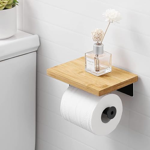 Porte Papier Toilette Bambou + Étagère 18x13 Jognee