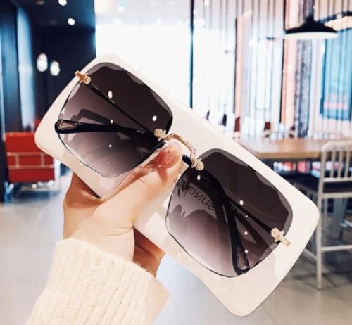 Óculos De Sol Feminino Quadrado Dourado Grande Sem Aro Square Degradê