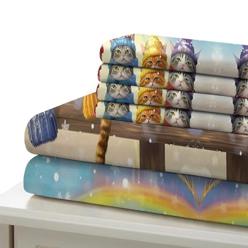 Housse de couette chat 3D hypoallergique et douce avec fermeture éclair solide