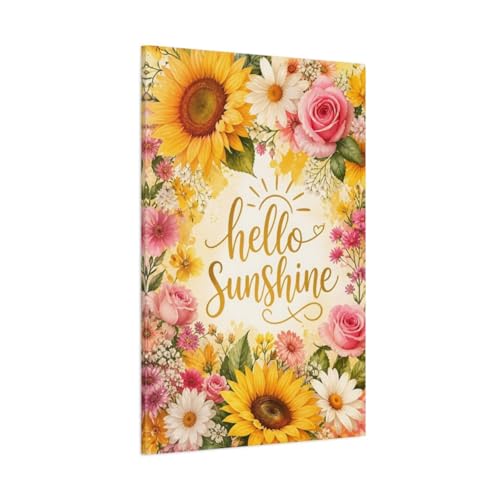 Toile florale tournesols et roses style aquarelle pour illuminer un salon sombre