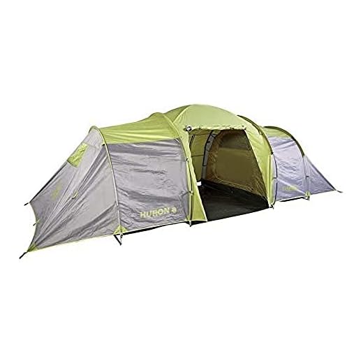 COLUMBUS Tienda de Camping Huron 6 | Tienda de Campaña Familiar para 6 Personas con 2 Habitaciones y Zona de Estar. Tienda Grande e Impermeable en Color Verde y Gris - 11 kg