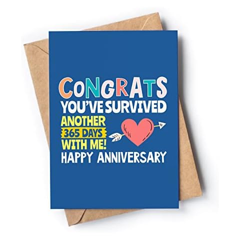 Anniversary Card - Anniversary Cards for Husband - Funny Anniversary Cards for Wife - Happy Anniversary Card for Couple - Wedding Anniversary Card for Him - Valentine’s Day Card for her - Congrats Cover