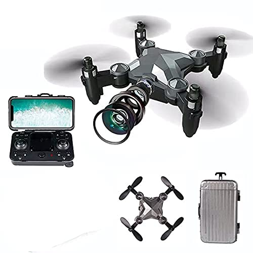 Mini Drone plegable con cámara HD de 720p Quadcopter Vuelo de trayectoria fácil de volar, control de aplicaciones, flujo óptico, retención de altitud con caja de almacenamiento Juguete de regalo para
