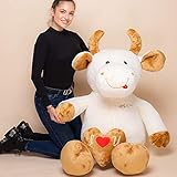 YESBEARS 5 Foot Giant Cow Stuffed Animal, Bull Plush Animal, Gift for Kids (Pillow Included)