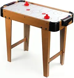 Mesa de Air Hockey Portátil, 60 x 70 x 37cm, Madeira Desmontável, Jogo Infantil com 2 Rebatedores