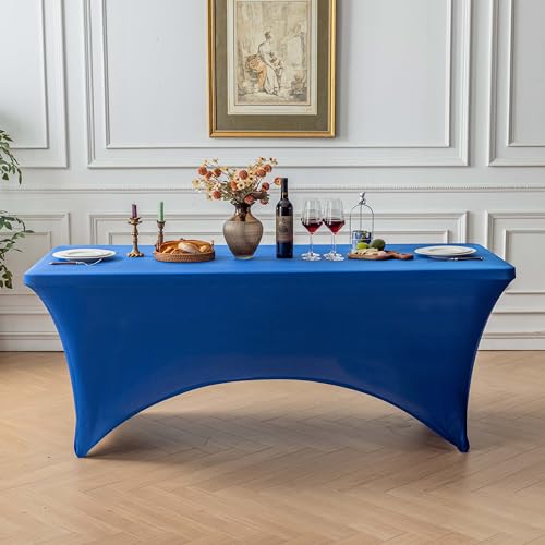 Image of FOLINS&HOME Royal Blue 4ft Fitted Water Resistant Tablecloth with Spandex