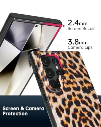 Coque compatible avec Samsung Galaxy S23 Ultra MagSafe léopard