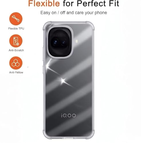 Image of Lustree iQOO 15R 5G Back Cover Transparent Case | Clear TPU Shockproof Case with Four Corner Protection & Raised Camera Guard | Slim Protective Cover for iQOO 15R 5G