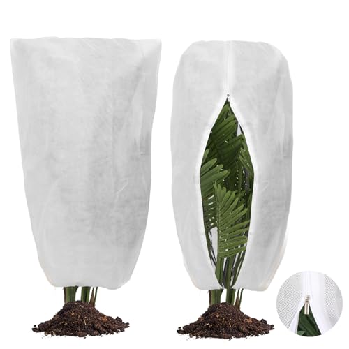 Frost Protection for Outdoor Plants, 2 Pcs 80 x 120 cm Plant Covers for Winter, 80 g/m² Non-Woven Polypropylene Plant Frost Protection Covers, Garden Horticultural Fleece Plant Freeze Protection-White
