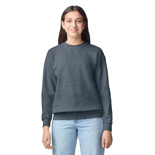 Gildan Youth Fleece Crewneck Sweatshirt, Style G18000B, Dark Heather, Medium - image 4