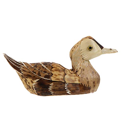 CLISPEED Estatueta de Pato de Madeira Bambu Natural Deixa Gansos Pato Escultura Colecionáveis ??Páss