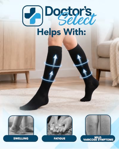 Image of Doctor's Select Bamboo Viscose Light Compression Socks for Women & Men - 3 Pairs, 8-15 mmHg Compression Socks, Knee High