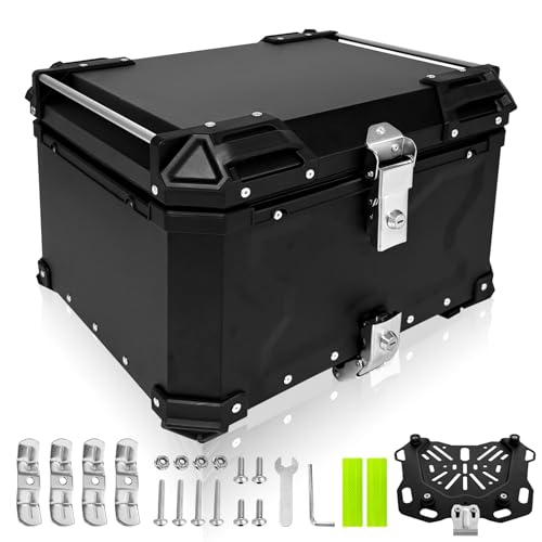 Srehloe Motorcycle Top Case 55L Aluminum Alloy Motorbike Tail Box Waterproof...