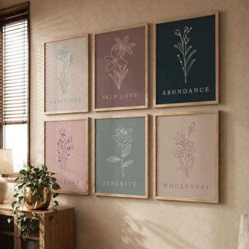 Image of kotart - Floral Painting for Living Room Bedroom Office Decor - Premium Digital Paintings with Frame Home Decoration - Wall - (Pack of 6 Multicolor) (14X20 Inch, D)