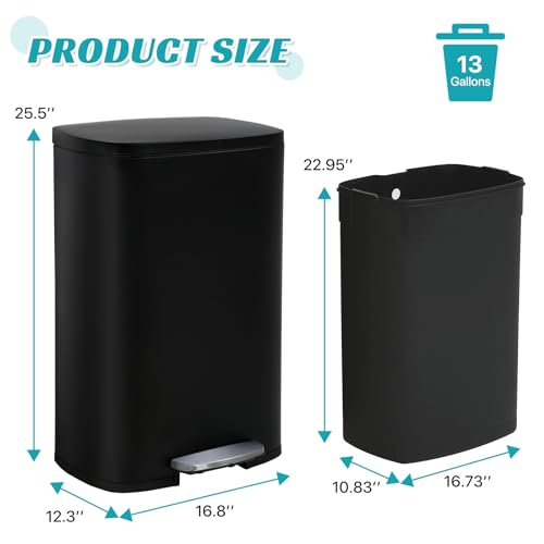 Caneca de basura rectangular 13 galones con pedal miniatura 5