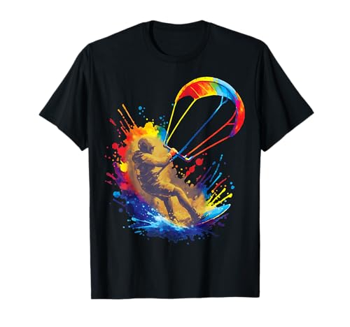 Kitesurf Art Splash - Sport Extrême Rider et Aile Colorée T-Shirt
