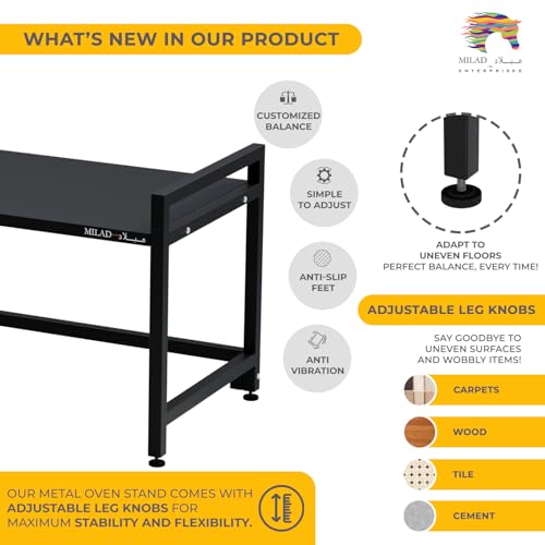 Image of MILAD SAIFIX Metal Microwave Stand, Kitchen Platform Oven Stand Rack, Toaster Organizer with Storage Shelf (OS-02, 60 * 35 * 38)