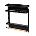 Household Essentials Metal Magnetic Organizer with Towel Rack, Black